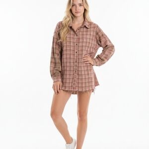 Easel Pink Plaid Shirt